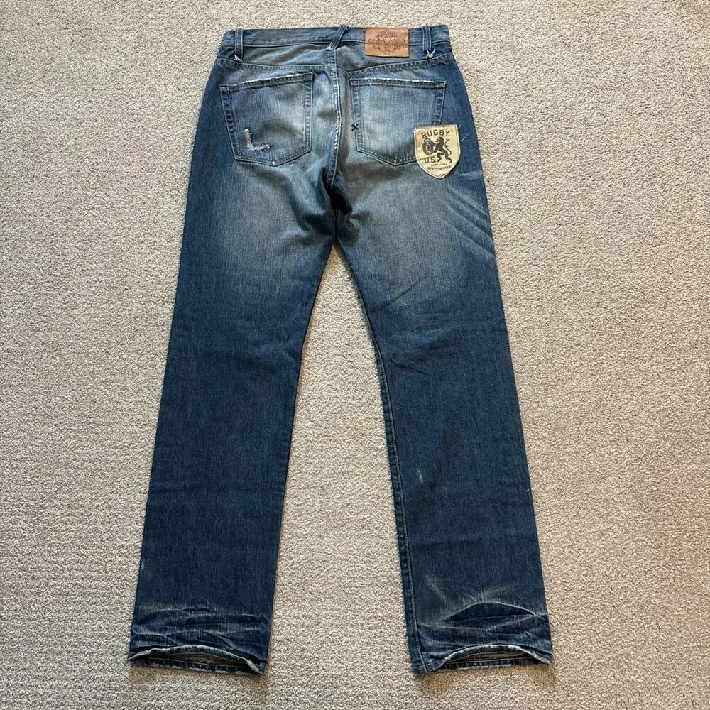 Polo Ralph Lauren Patch Rugby Denim University Relaxed Jeans Men Sz 32/32